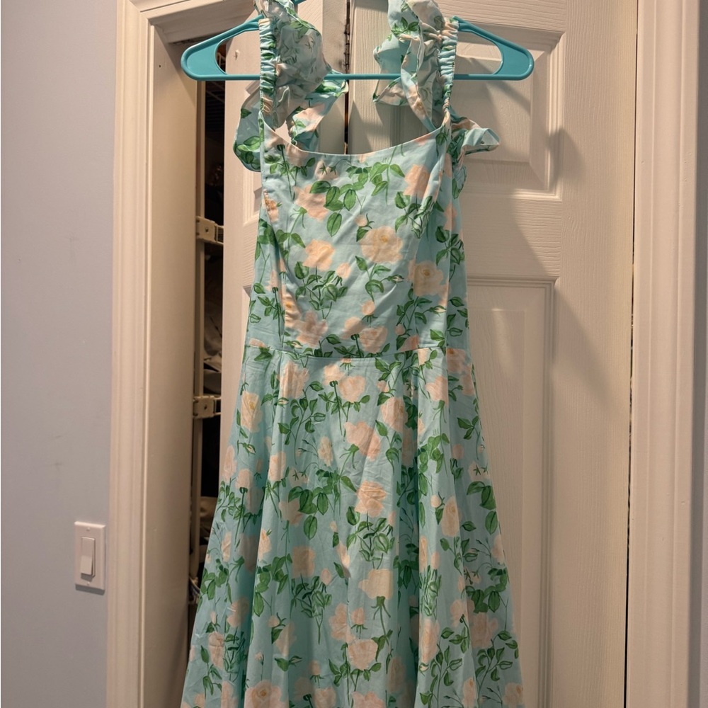 Hill House Green and White Ruched Wrap Sundress